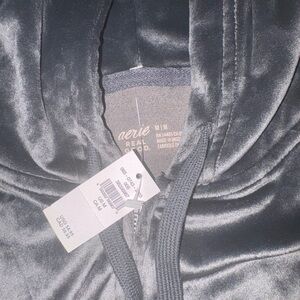 Aerie Charcoal Velvet Hoodie